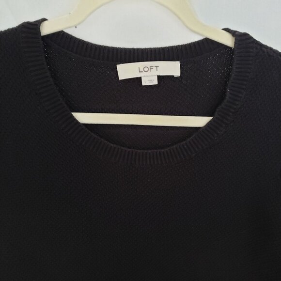 Woman Ann Taylor Loft Black Round Neck Long Sleeve Sweater Top Size L - Picture 5 of 10